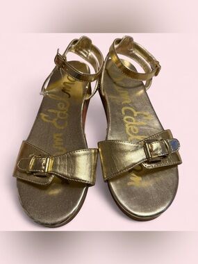Sam Edelman Gold Ankle-Strap Bow Sandals